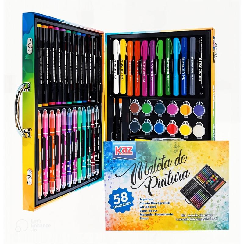 Maleta de Pintura Estojo de Pintura Infantil 58 Peças Arte - Kaz